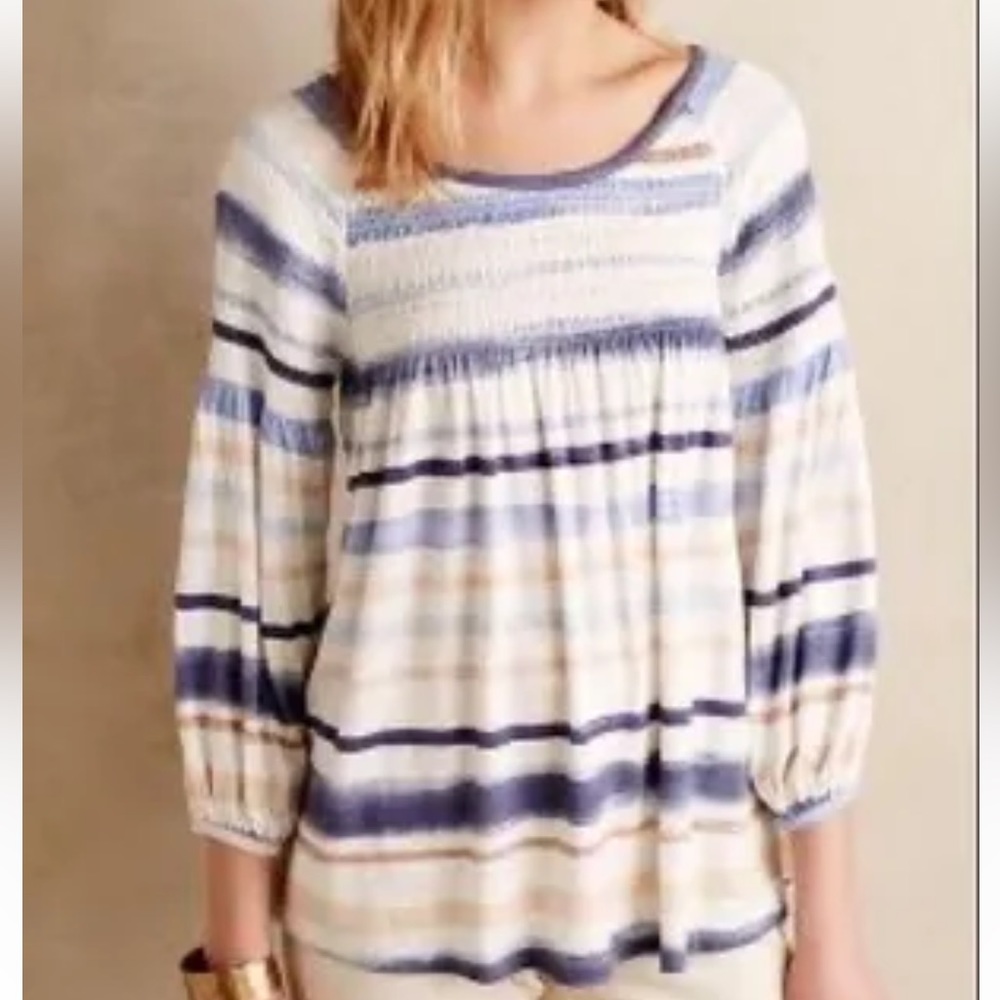Meadow Rue peasant top striped blue size small s